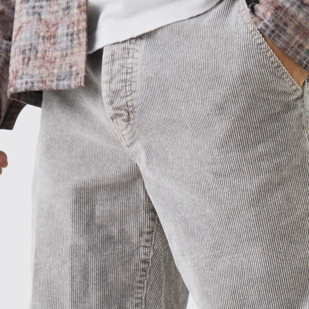 Relaxed Acid wash Cord Popper Hem Pants